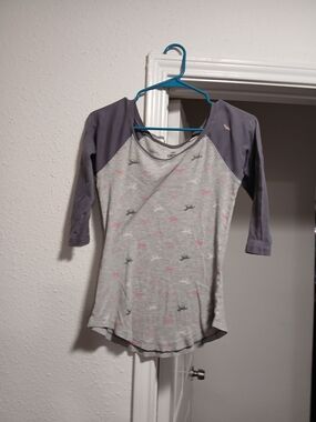 Energie Vintage Girls' Grey & Purple Raglan Top - Soft Everyday Shirt